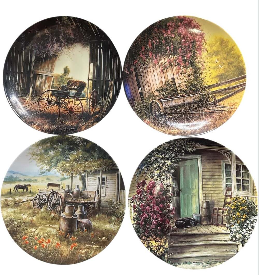 W.S. George Maurice Harvey Country Nostalgia Series Collector Plates Set of 4